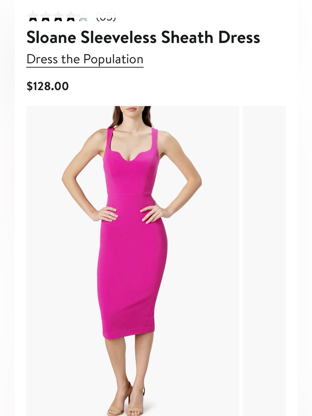 Dress the Population Fuchsia Sheath Dress with Sculpted Neckline